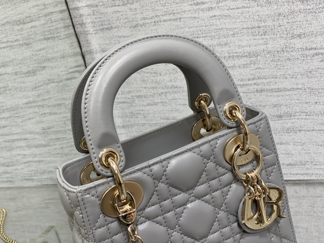 Mini Lady Dior Bag Gray Cannage Lambskin